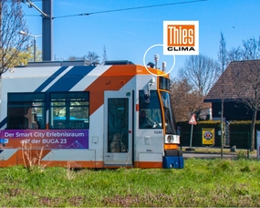 Straßenbahn mit mobiler Klimastation von der Firma Thies Clima ausgestattet – gemeinsam die Luftqualität messen und verbessern - steigen Sie ein!