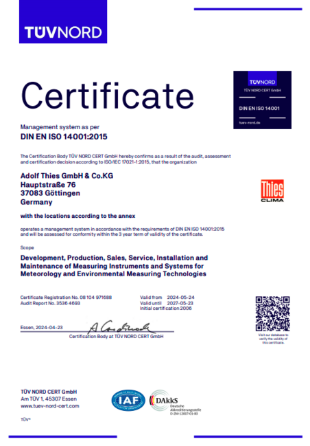 Download Certificate, DIN ISO 14001:2015