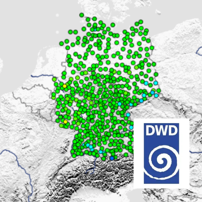 Bild (C): Deutsche Wetterdienst, DWD Karte, Stationsmessungen.
