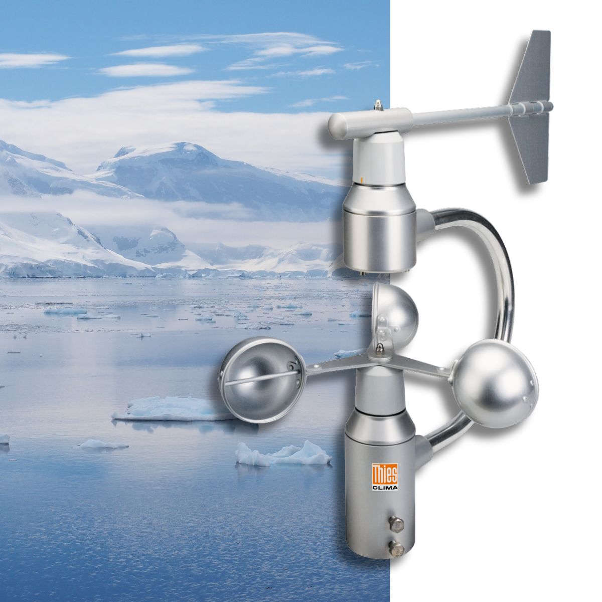 Thies CLIMA Kombinierter Classic Windgeber auf de Forschungsstation Neumayer-Station III in der Antarktis.